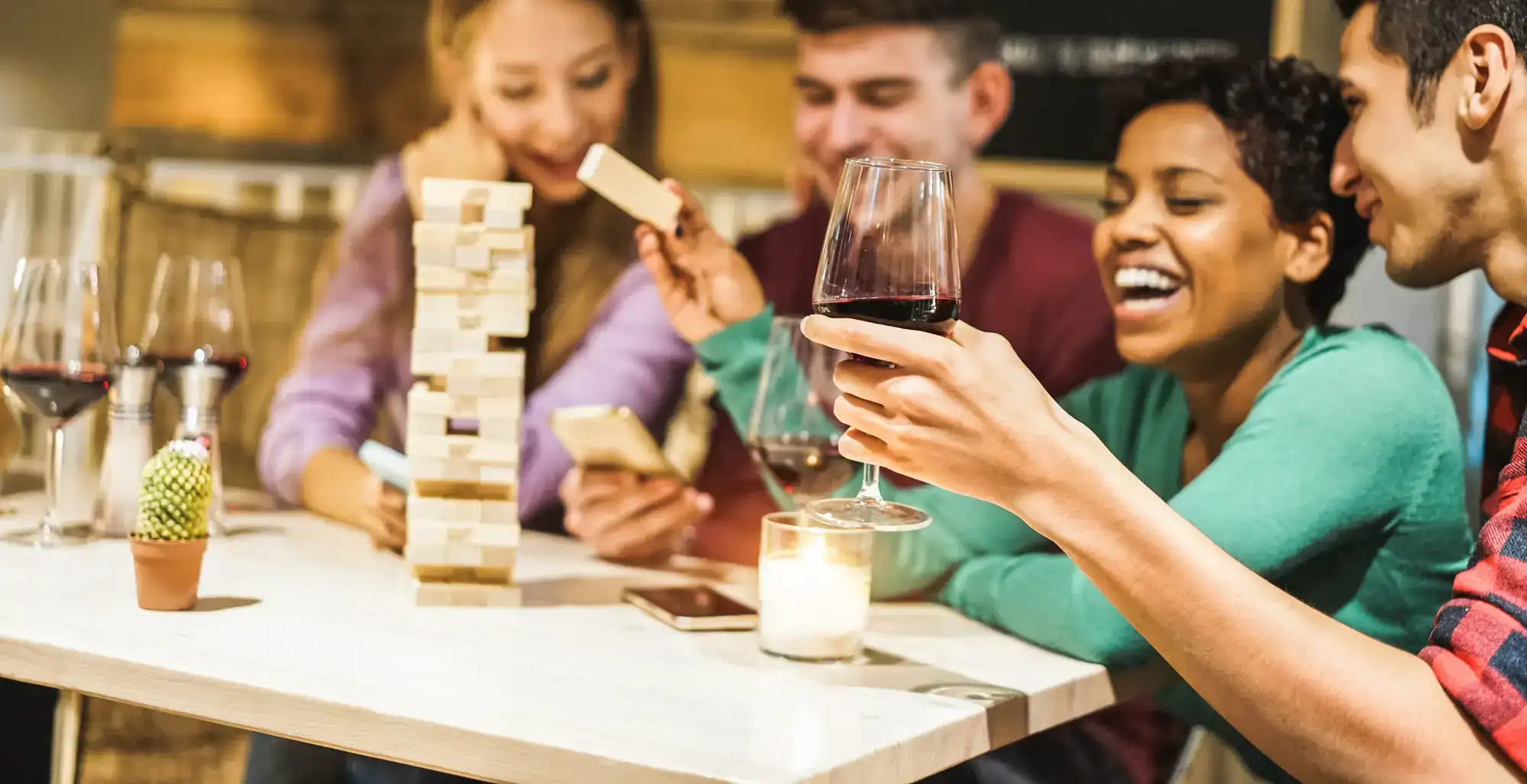 Young people enjoying wine in Sugar Hill, GA